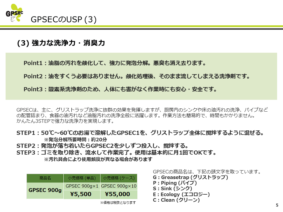 グリストラップ洗浄剤 GPSEC